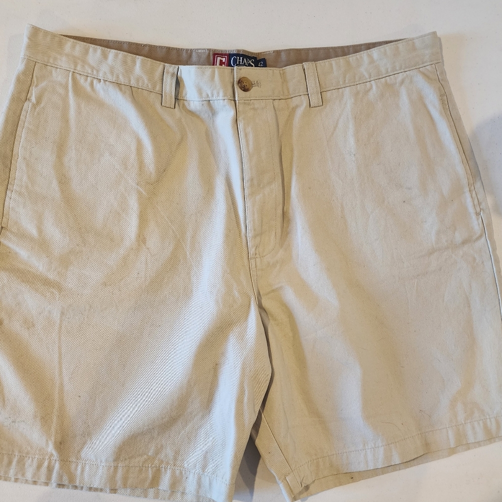 Chaps Men's Beige Flat Front Shorts